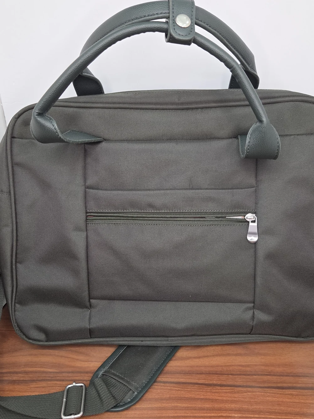 Professional Khaki Laptop Briefcase with Shoulder Strap 16x12x7